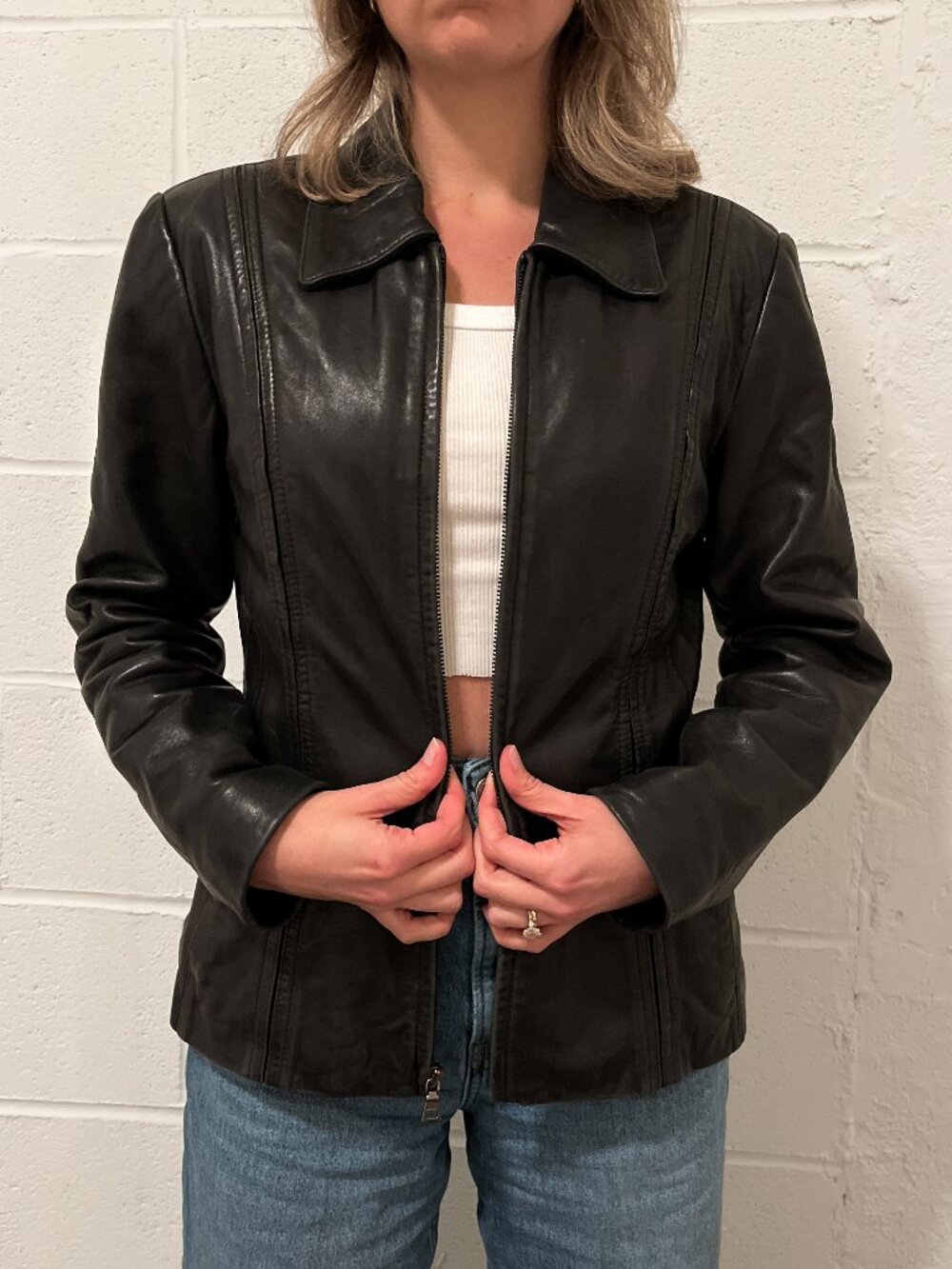 Vintage Jones New York Black Genuine Leather Jacket